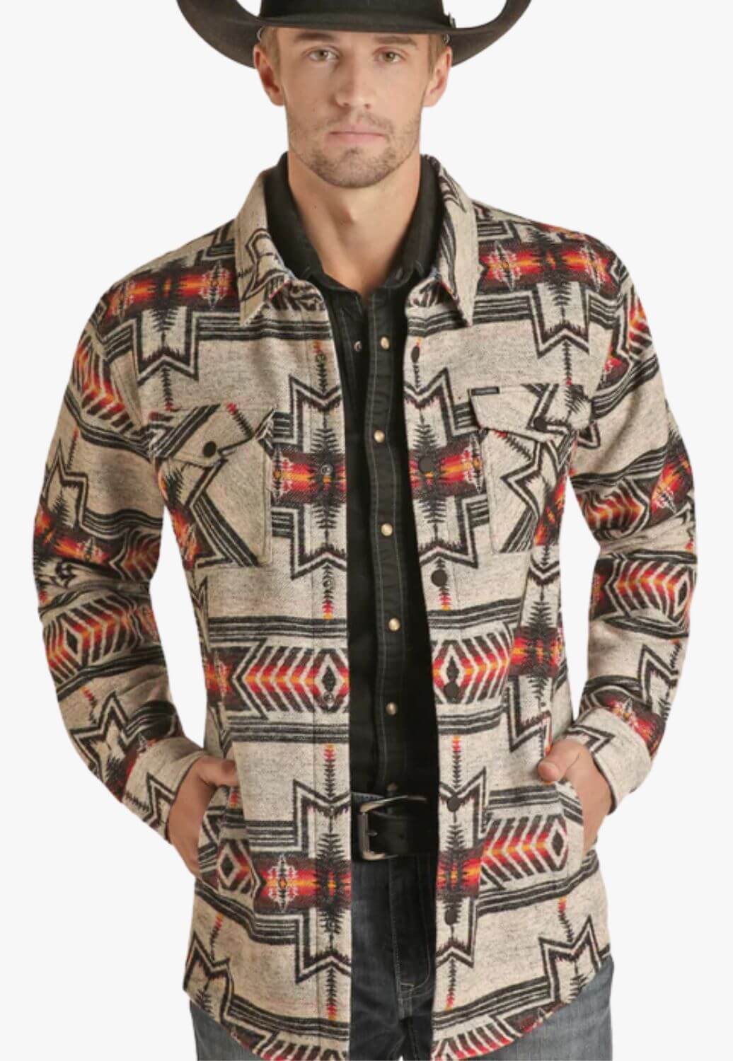 Rock &amp; Roll Mens Aztec Shirt Jacket