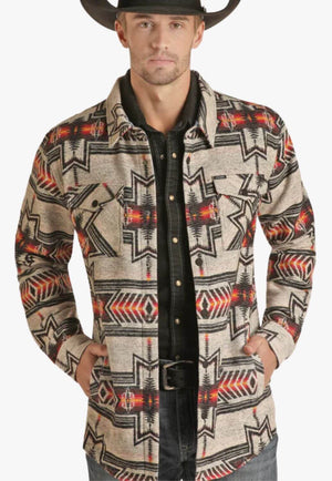Rock & Roll Mens Aztec Shirt Jacket