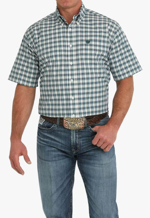 Cinch Mens Plaid Short Sleeve Shirt