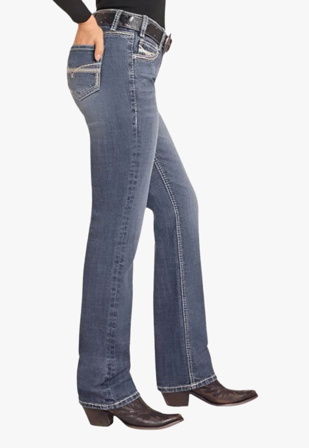 Rock and Roll Womens Petal Stitch Bootcut Jean