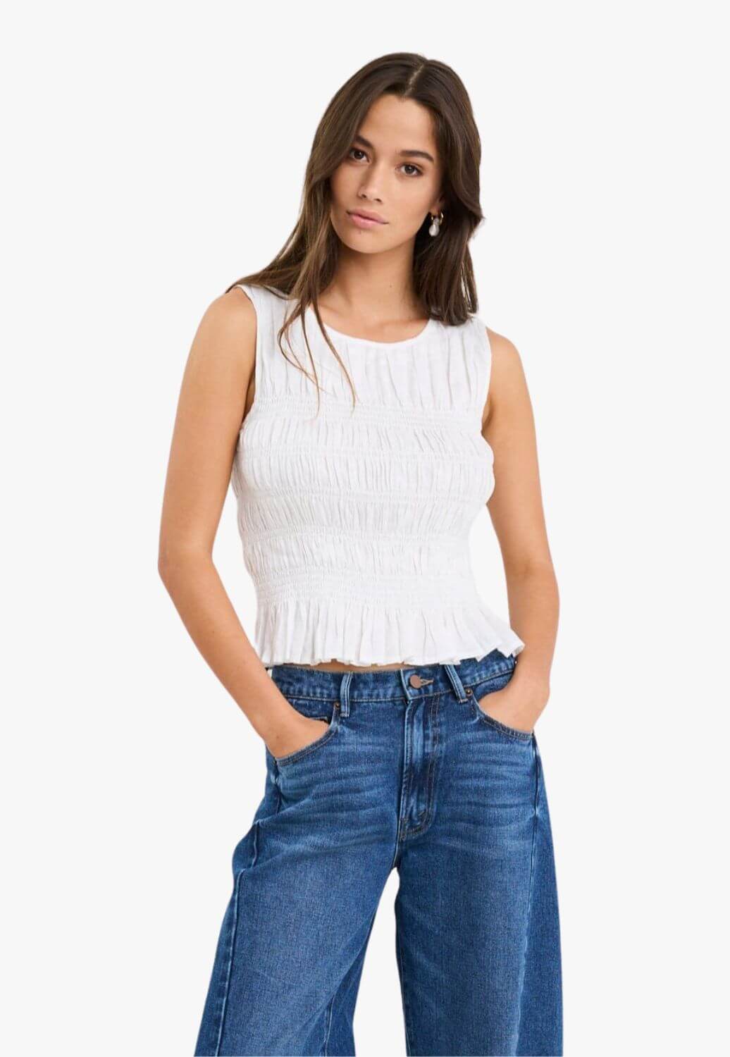 Impulsive Linen Shirred Top