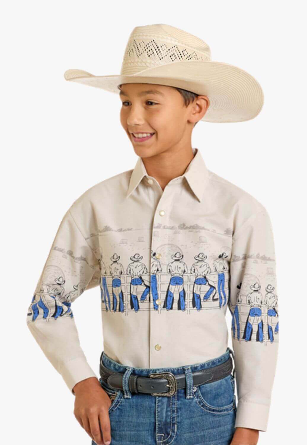 Panhandle Boys Denim Cowboy Long Sleeve Shirt