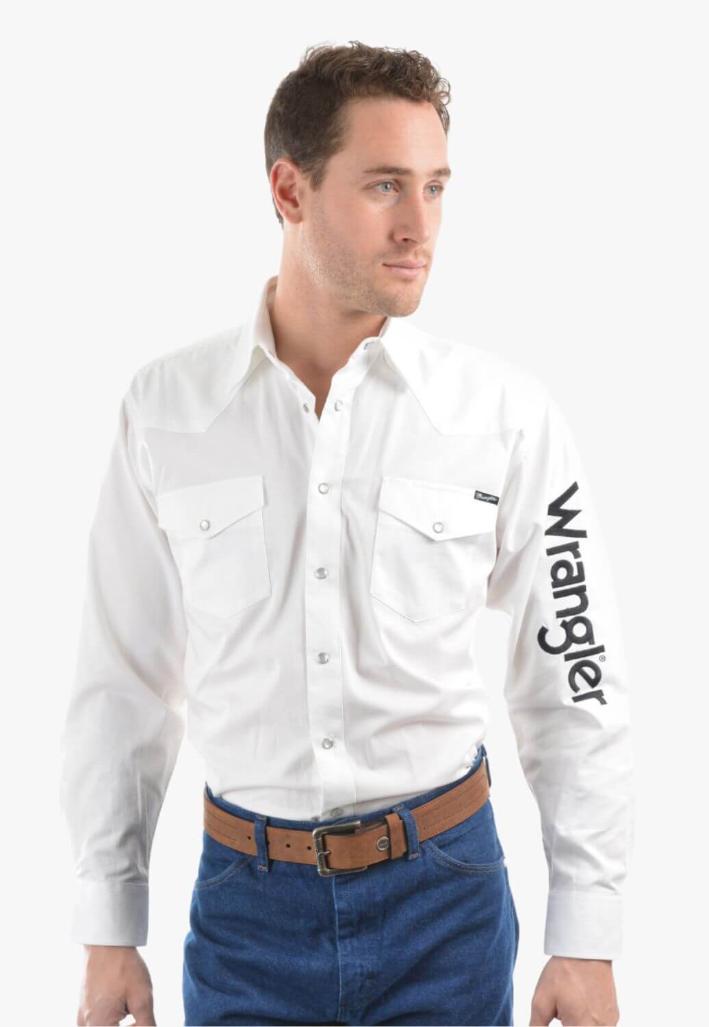 Wrangler Mens Logo Rodeo Long Sleeve Drill Shirt