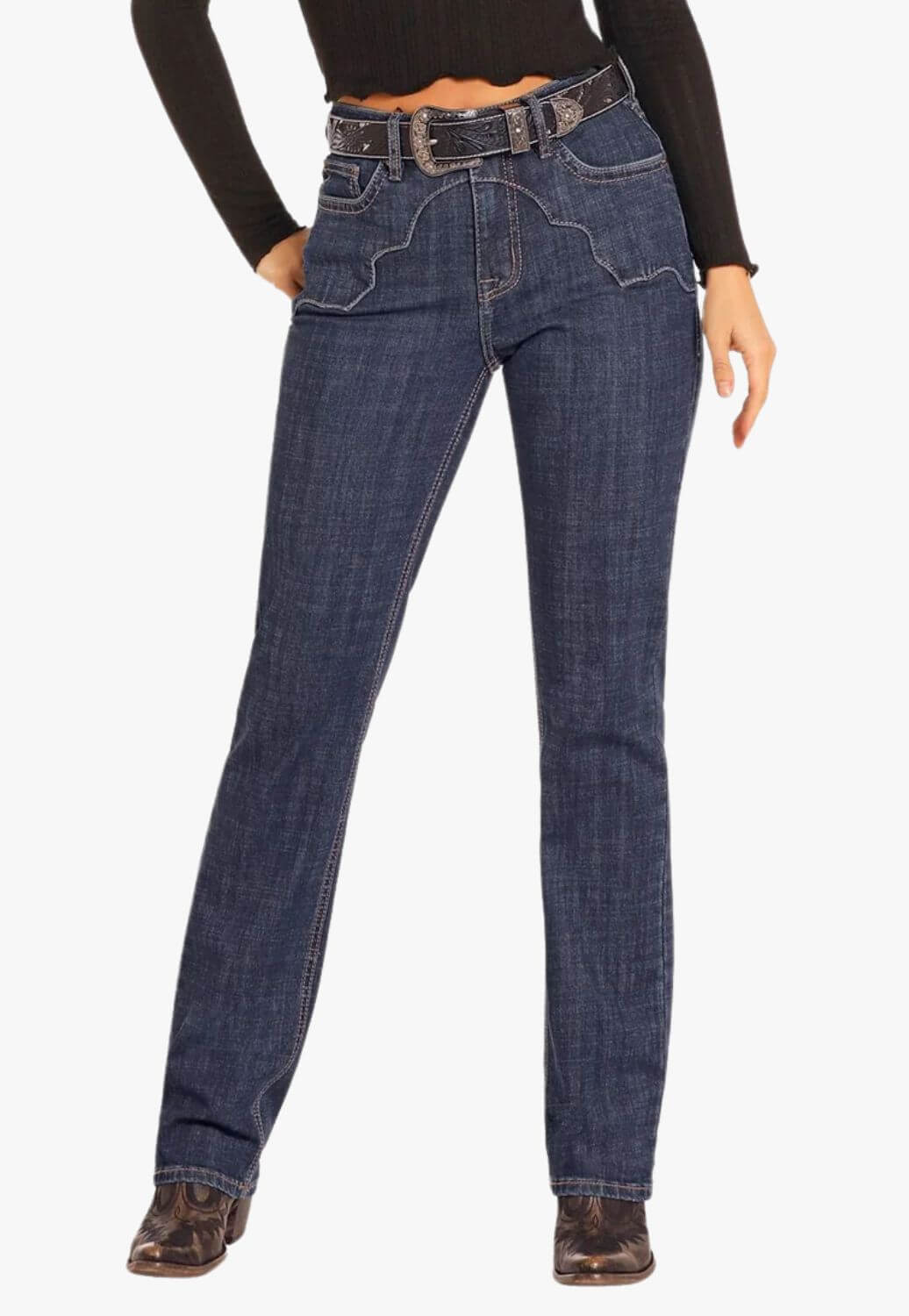 Rock and Roll Womens Western Yoke Bootcut Jean