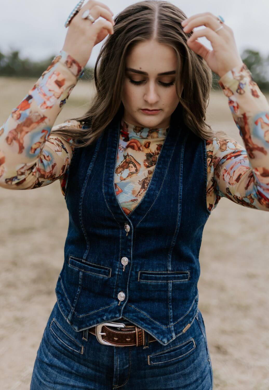 Turquoise Haven Vintage Cowgirl Mesh Top