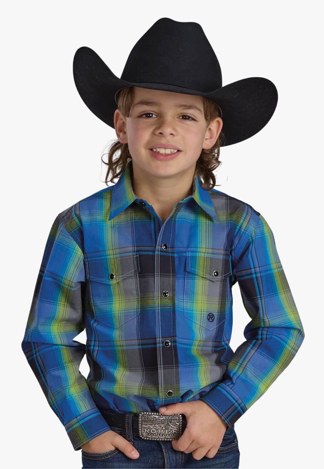 Roper Boys Amarillo Plaid Long Sleeve Shirt