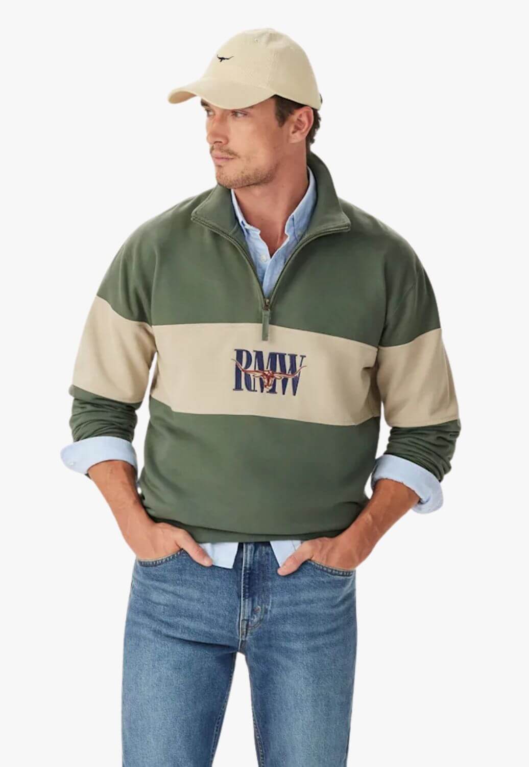 R.M. Williams Mens Heritage 1/4 Zip Sweatshirt