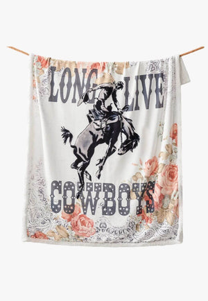 Long Live Cowboys Campfire Sherpa Throw