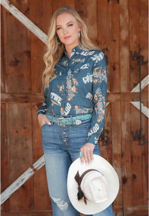 Cruel Girl Womens RodeoTown Snap Long Sleeve Shirt