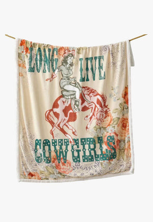 Long Live Cowgirls Campfire Sherpa Throw