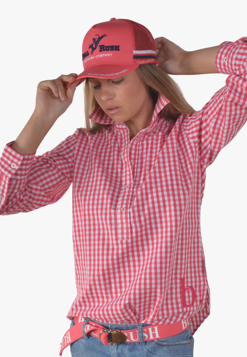 Bullrush Womens Seascape Blair Gingham Long Sleeve Shirt