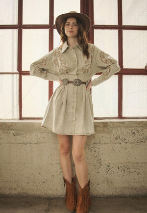 Blue B Womens Western Embroidered Shirt Dress