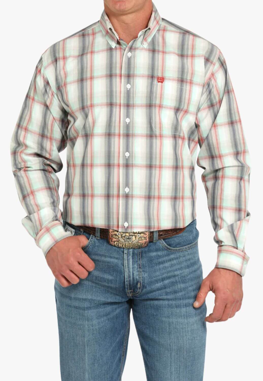 Cinch Mens Plaid Long Sleeve Shirt