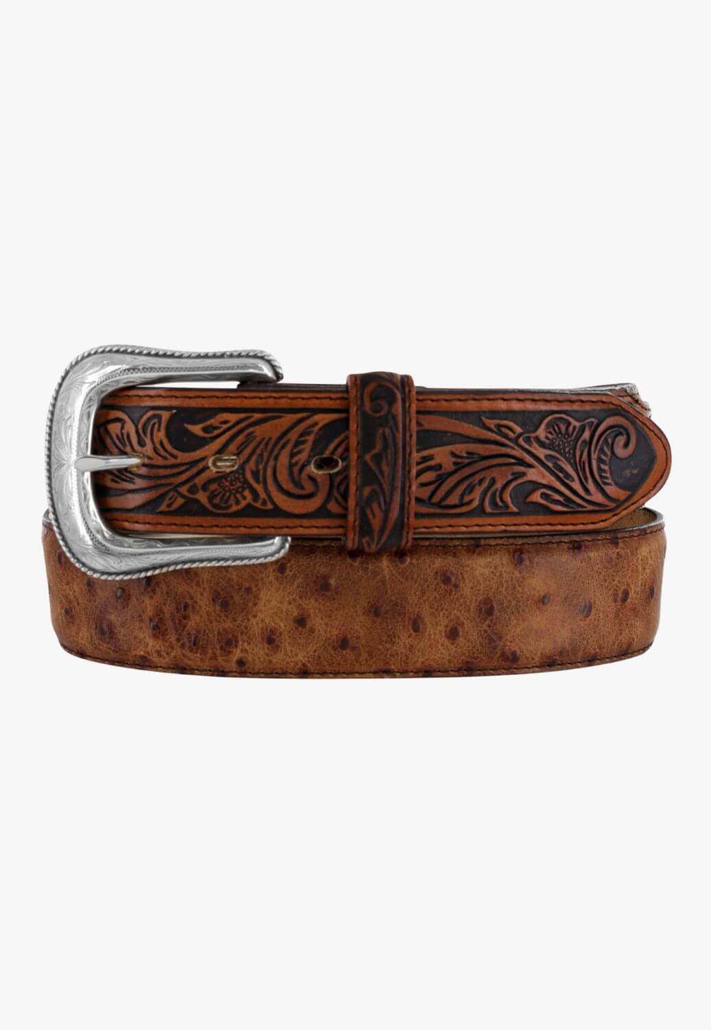Tony Lama Mens Rustic Ostrich Belt