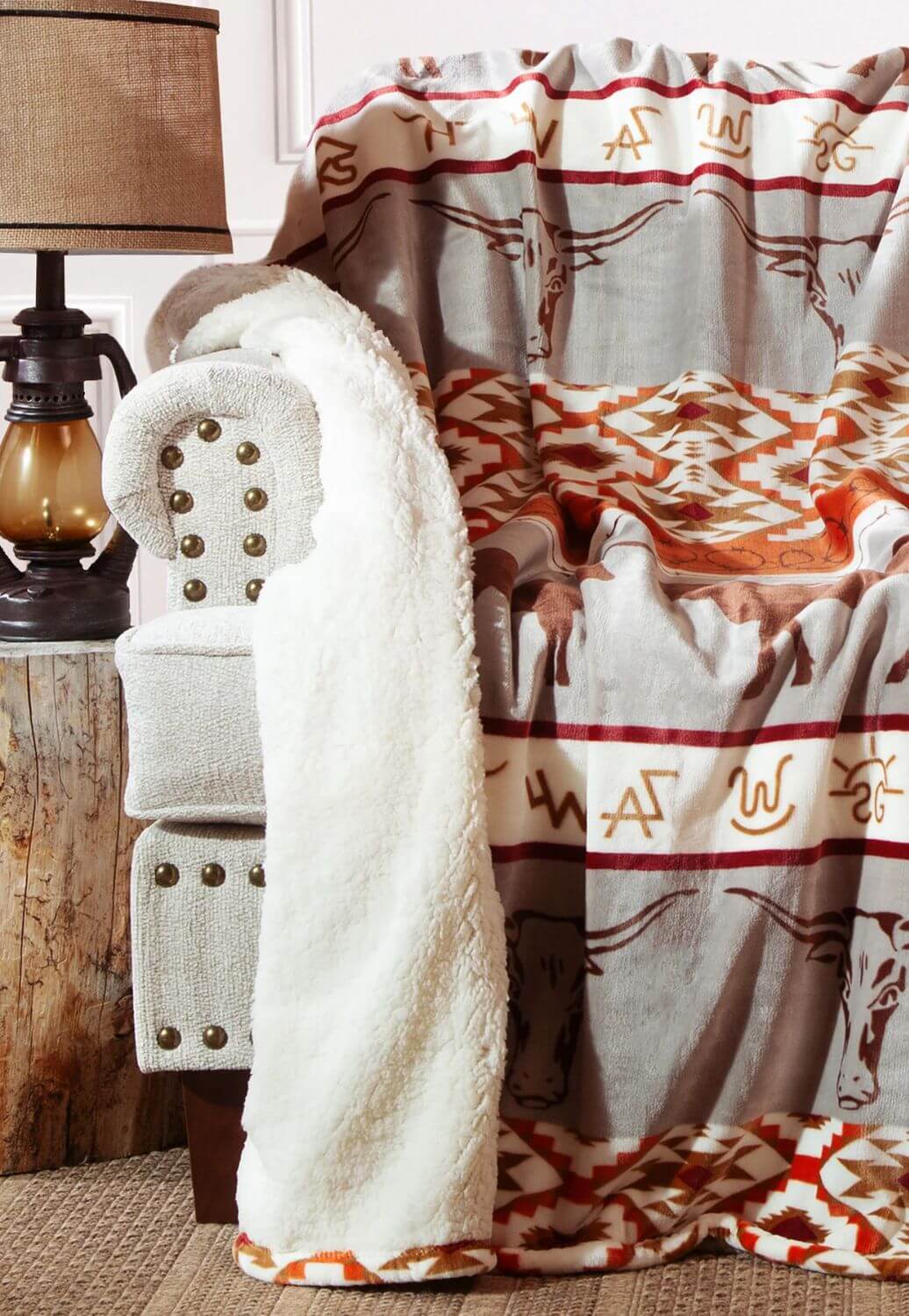 Carstens Longhorn Plush Sherpa Throw