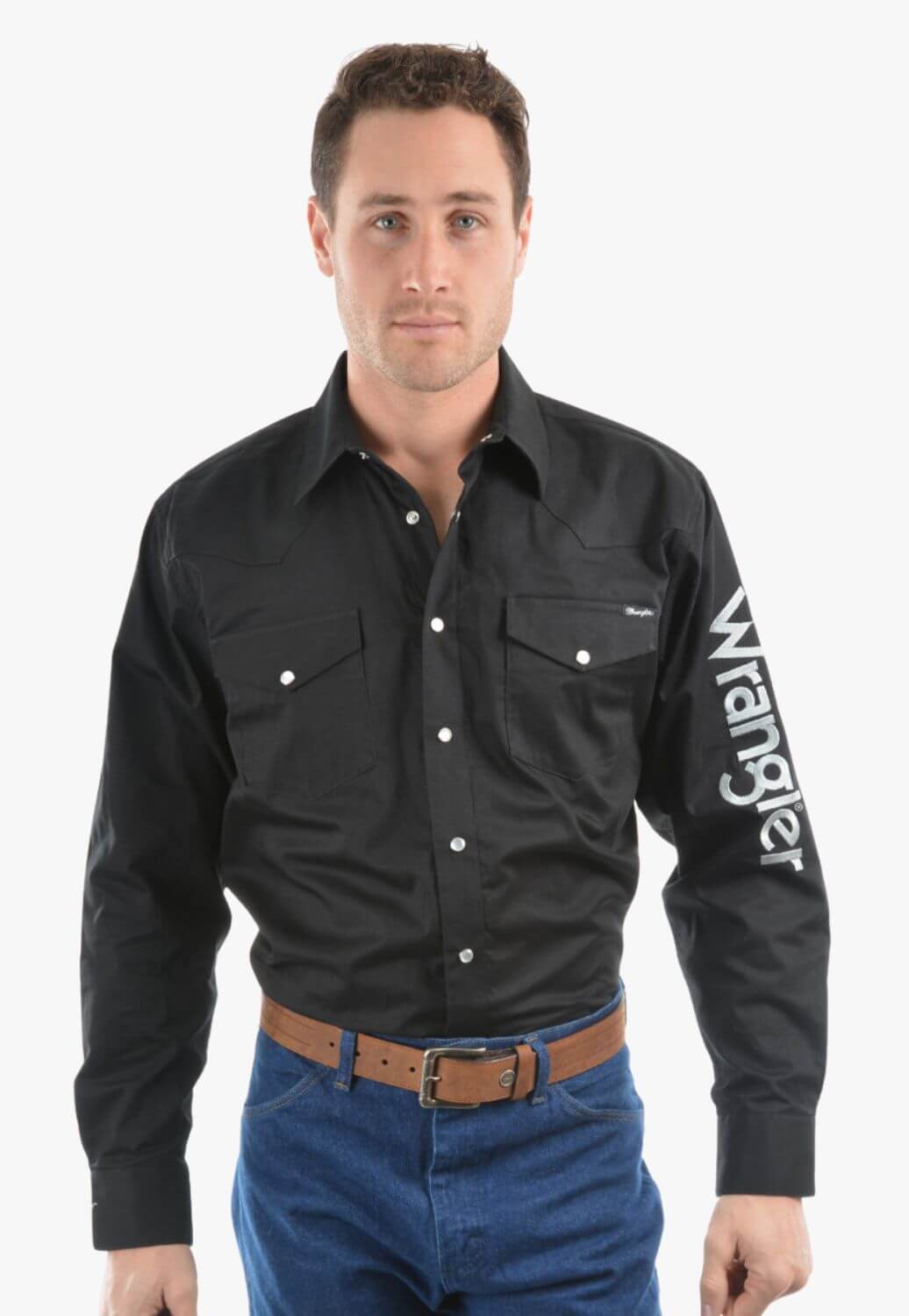Wrangler Mens Logo Rodeo Long Sleeve Drill Shirt
