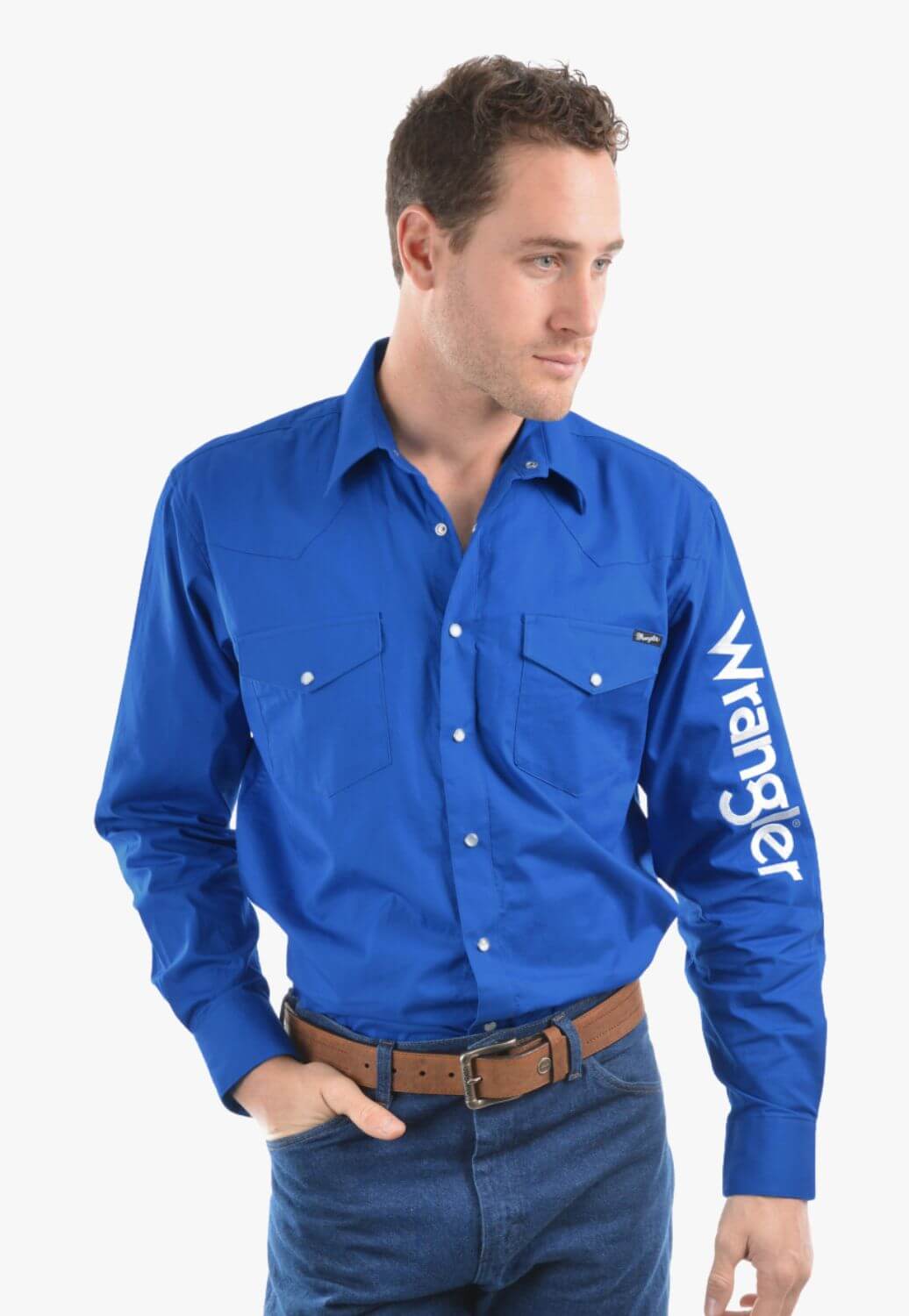 Wrangler Mens Logo Rodeo Long Sleeve Drill Shirt