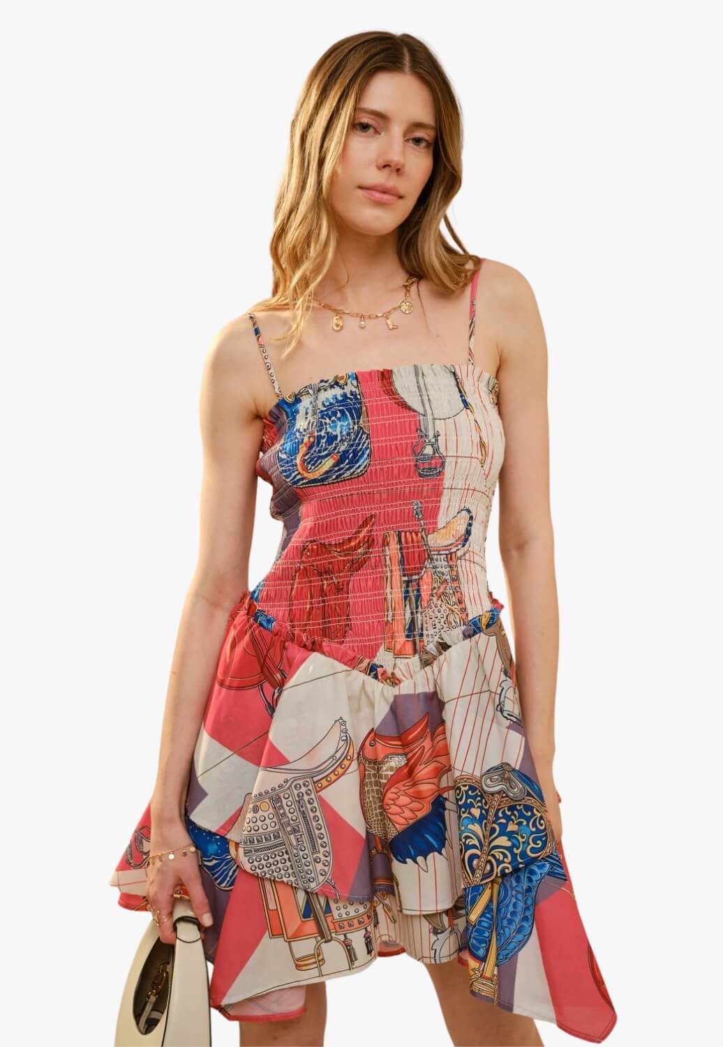 Blue B Womens Printed Smocked Tube Mini Dress
