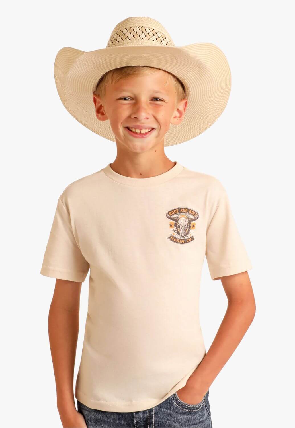 Rock and Roll Boys Longhorn Skull Graphic T-Shirt