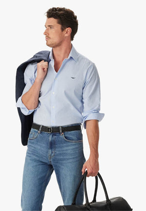 R.M. Williams Mens Sommer Poplin Stripe Shirt