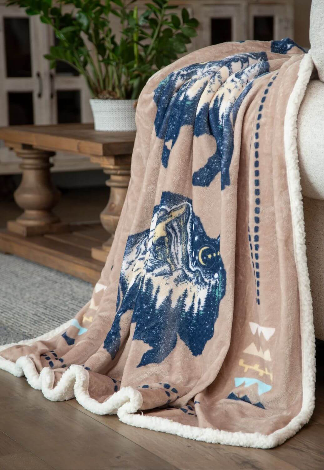 Carstens Three Buffalo Plush Sherpa Throw