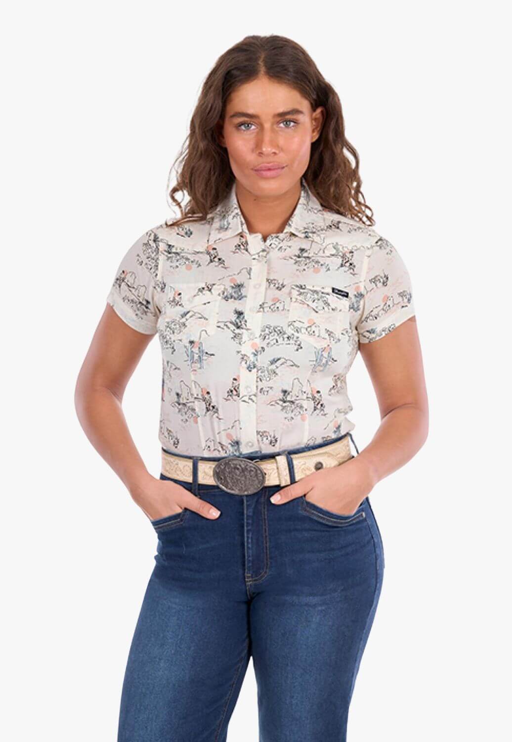 Wrangler Womens Heidi Print Short Sleeve Shirt