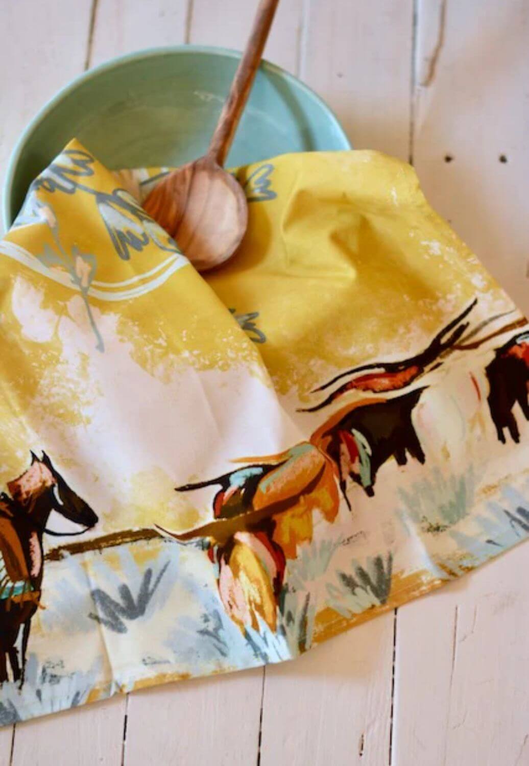 Tirzah Longhorn Open Range Cowgirl Tea Towel