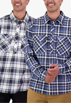 Swanndri Mens Egmont Closed Front Flannelette Shirt Twin Pack