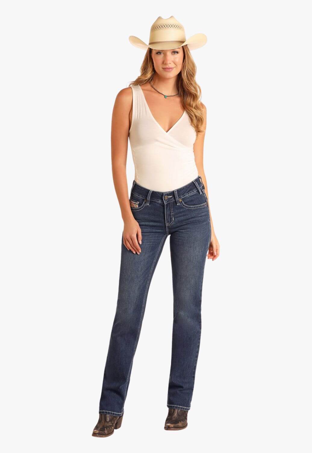 Rock and Roll Womens Straight Emb Mod Boot Jean