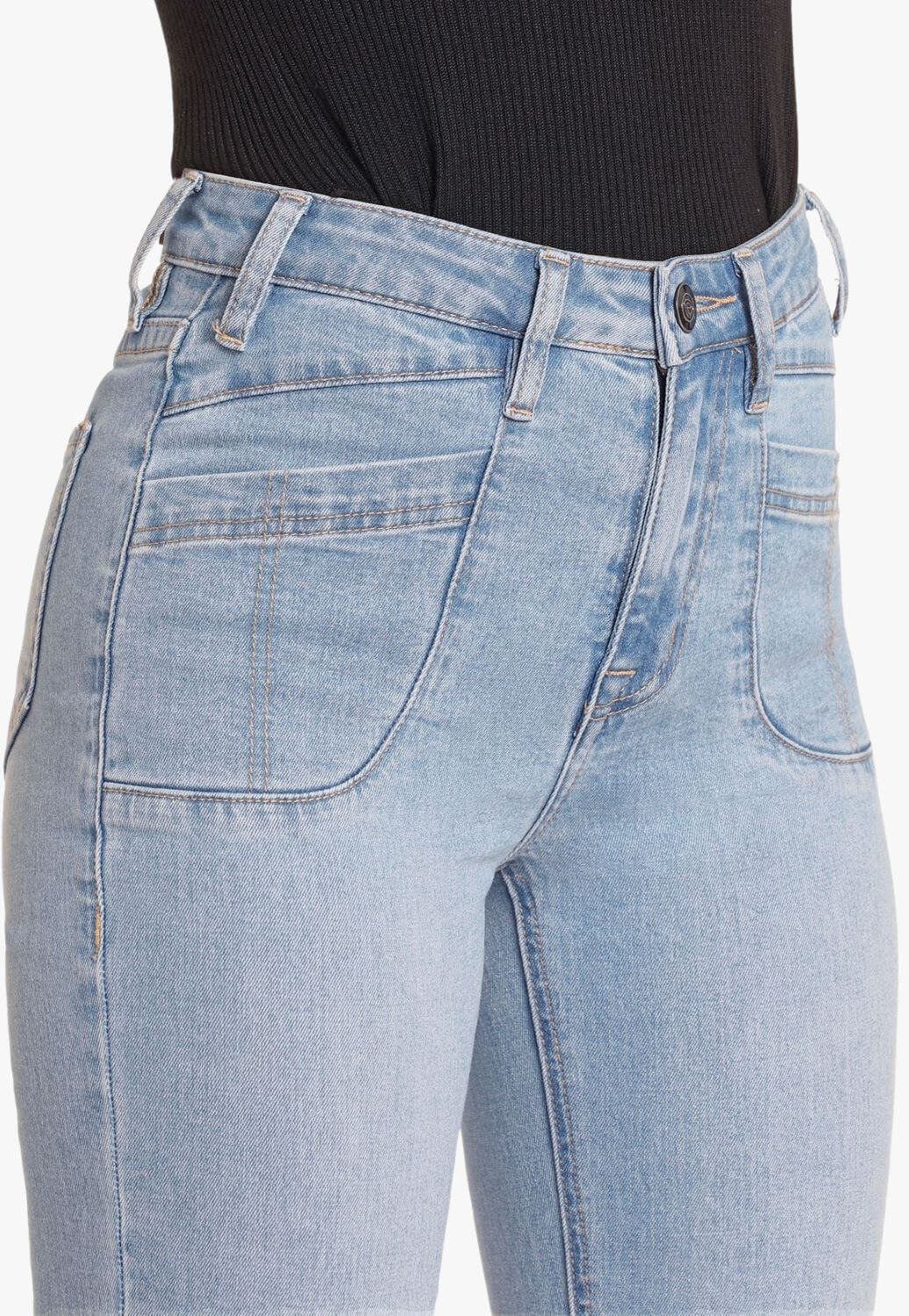 Rock and Roll Womens High Rise Petal Stitch Bootcut Jean