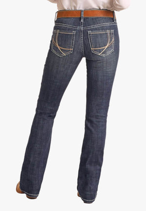 Rock and Roll Womens Curved Emb Riding Jean