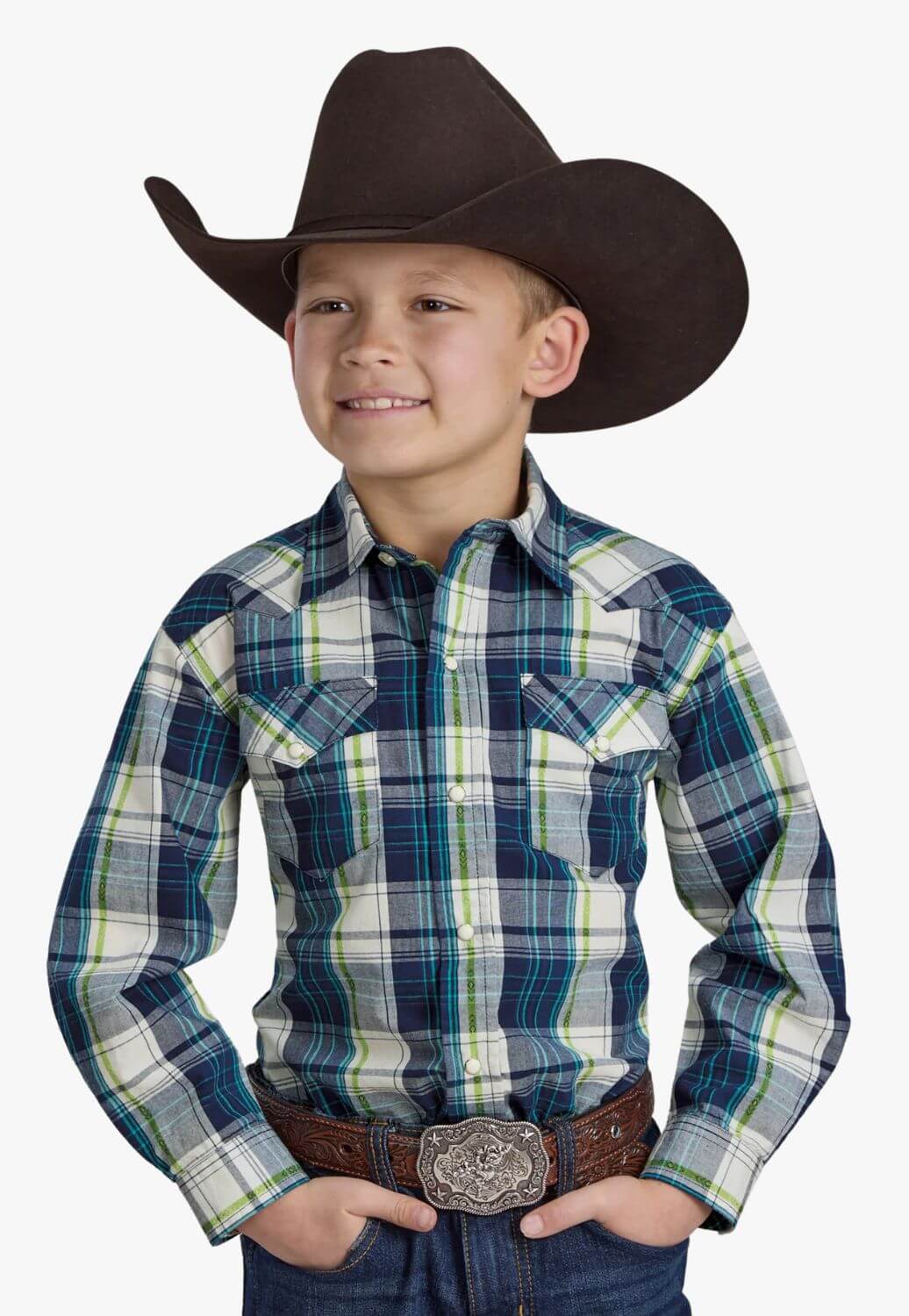 Roper Boys West Made Collection Plaid Long Sleeve Shirt