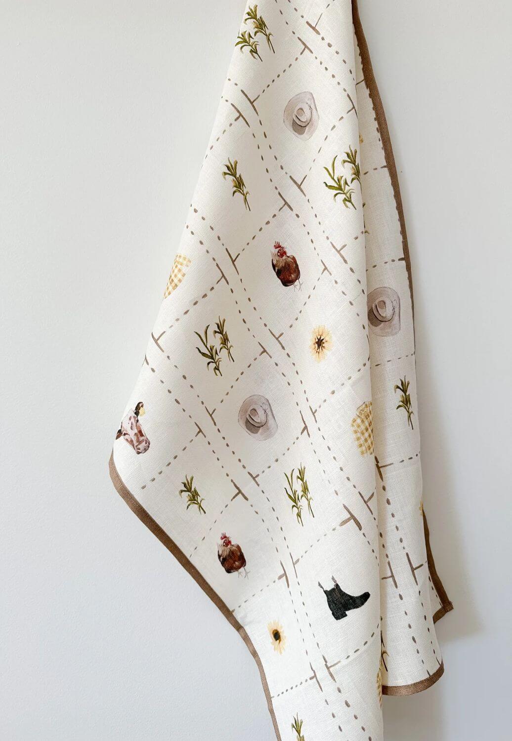 Whitney Spicer Farm Neutral Linen Tea Towel