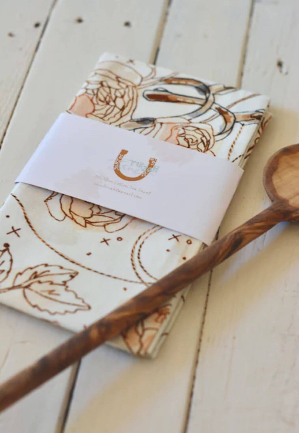 Tirzah Roses and Spurs Western Rustic Tea Towel