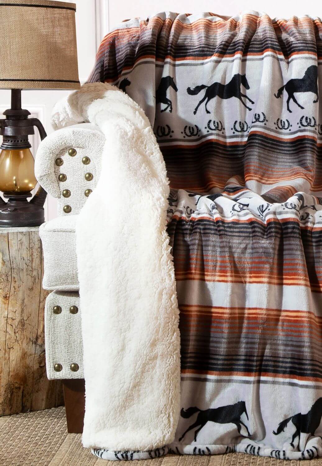 Carstens Running On The Range Plush Sherpa Throw