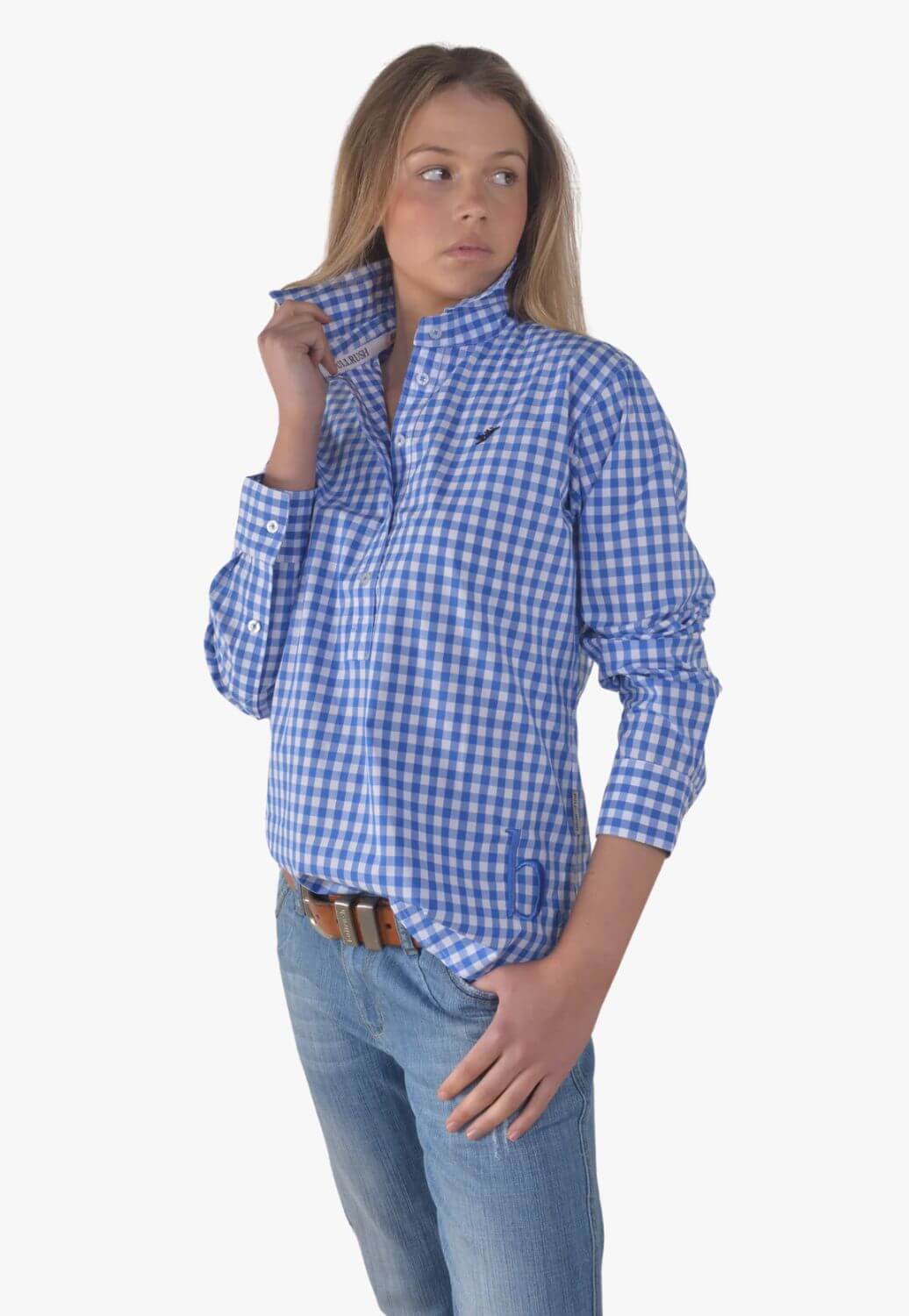 Bullrush Womens Seascape Blair Gingham Long Sleeve Shirt