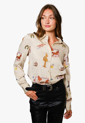 Blue B Womens Western Embroidered Shirt