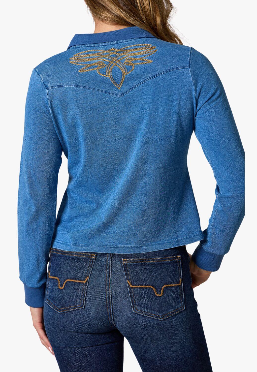 Kimes Ranch Womens Bluebell Long Sleeve Polo Shirt