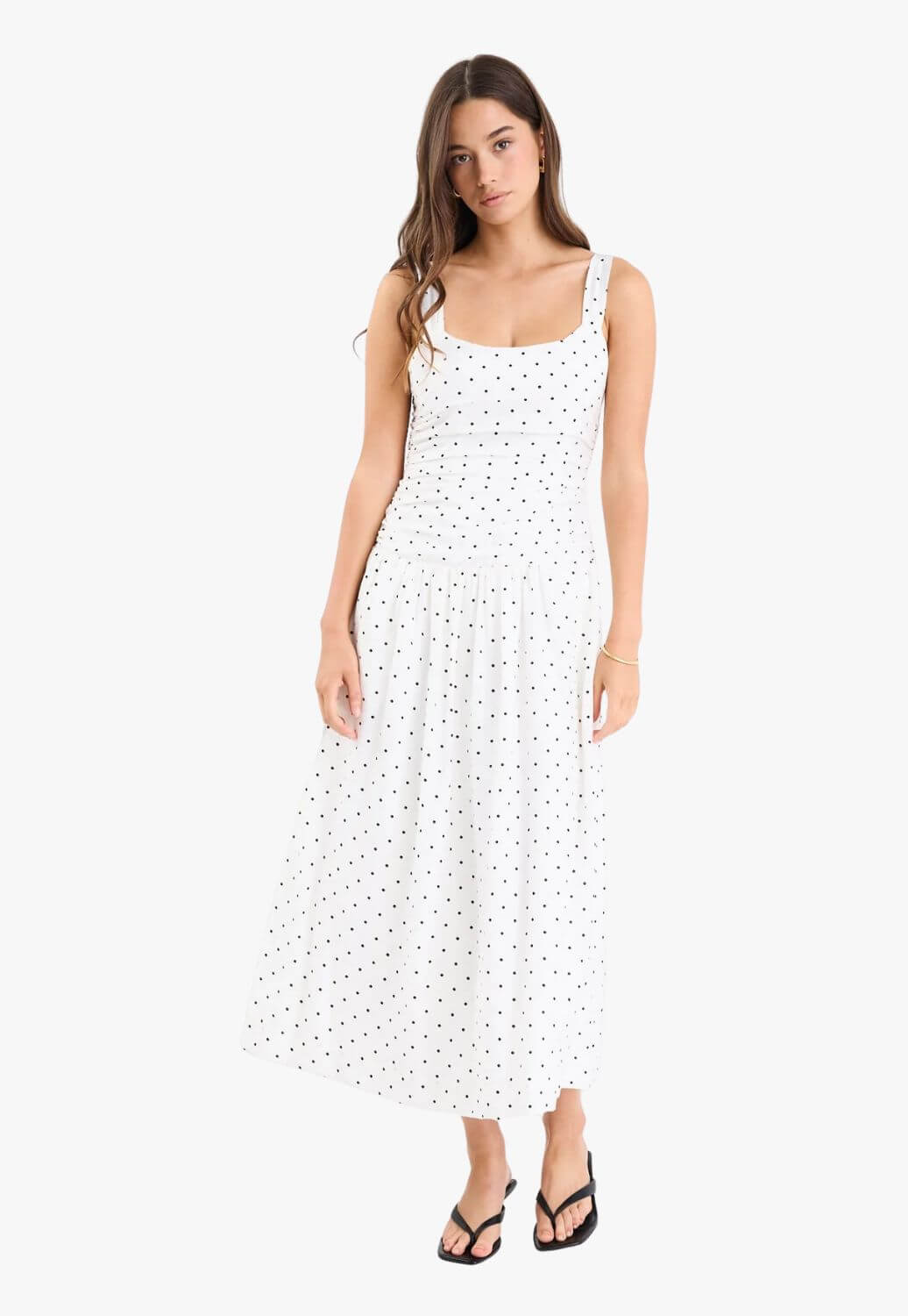 Tide Polka Dot Pleated Midi Dress