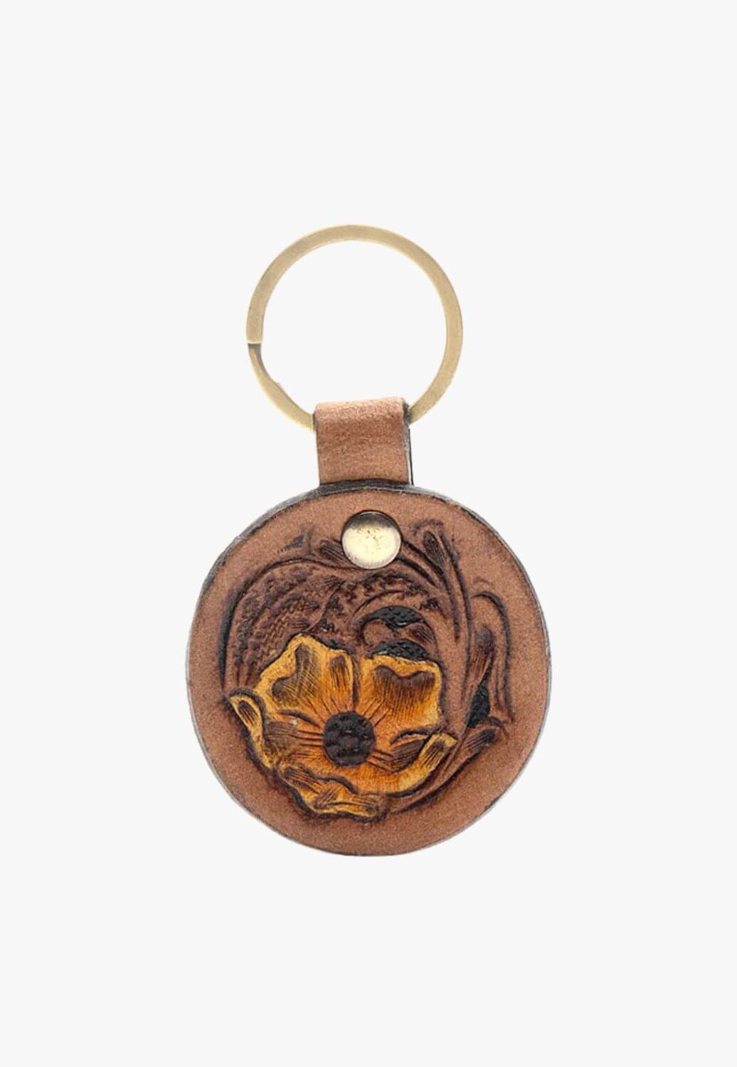 Myra Buttercup Hand Tooled Leather Key Fob