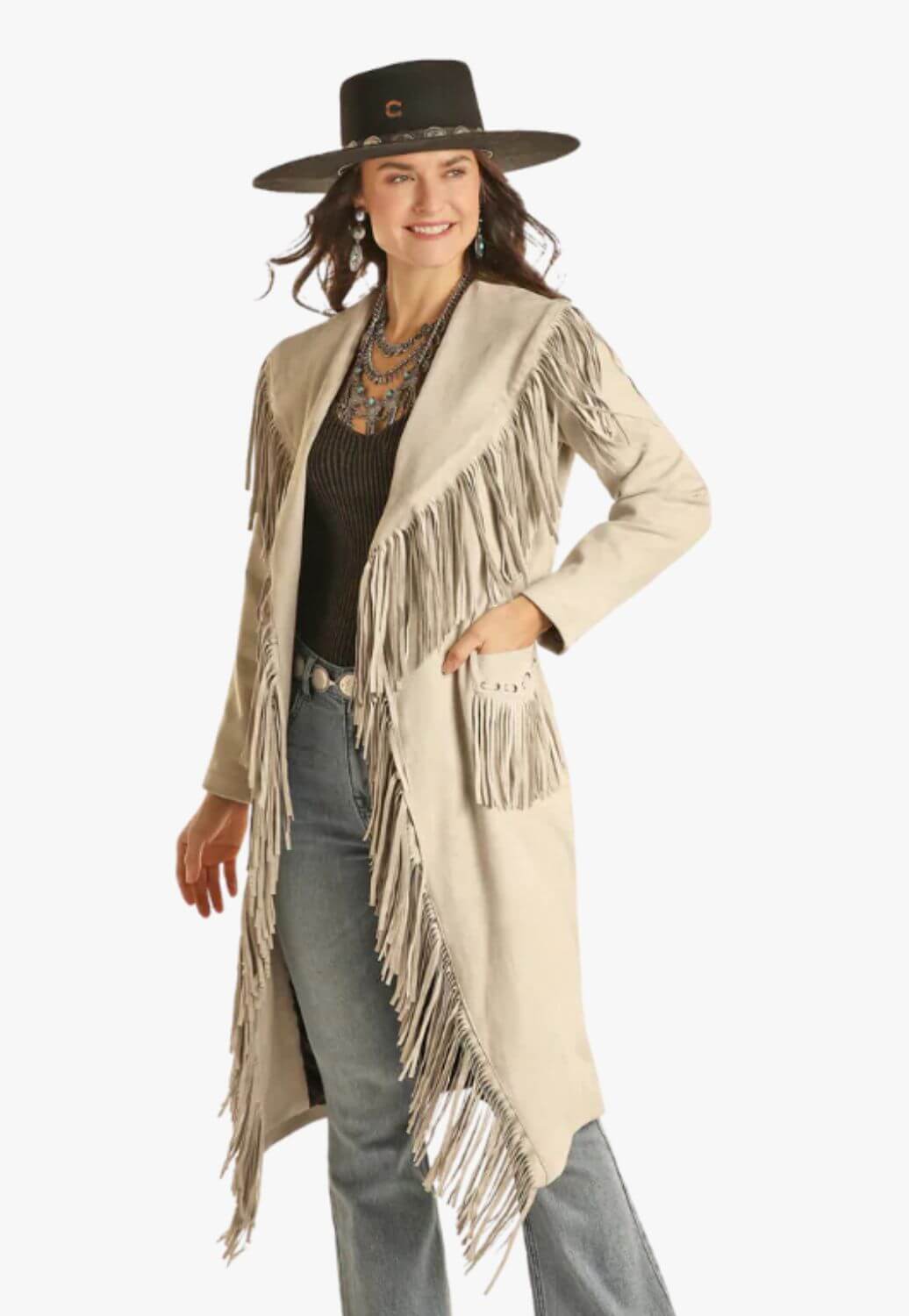 Powder River Womens Long Suede Fringe Jacket
