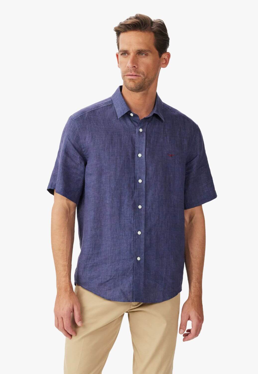R.M. Williams Mens Newman Linen Short Sleeve Shirt