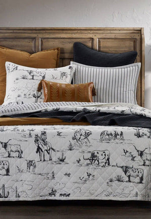 Ranch Life Western Toile Reversible Quilt Set - King