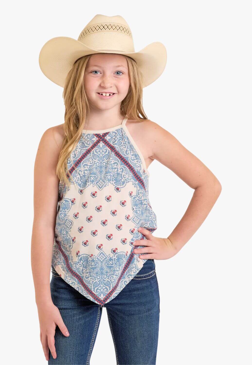 Rock and Roll Girls Scarf Print Tank