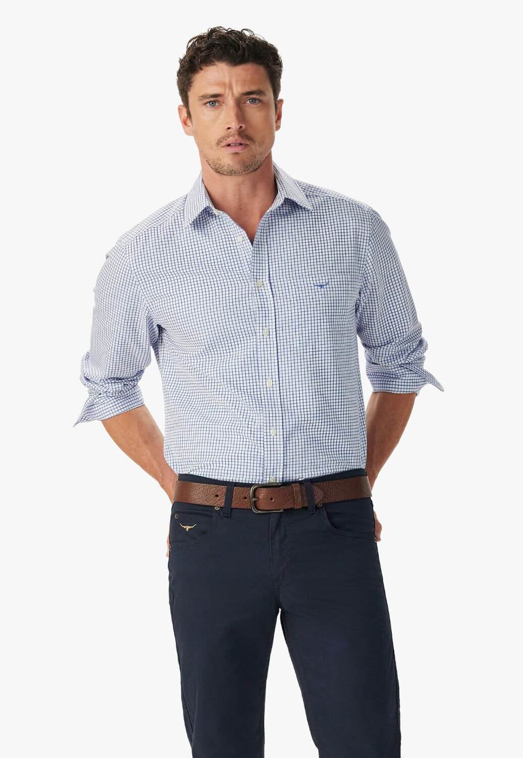 R.M. Williams Mens Brunswick Twill Check Shirt