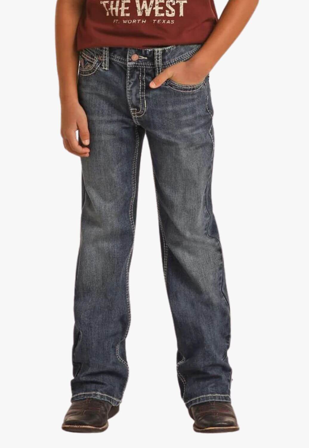 Rock & Roll Boys Rope Stitch Emb Bootcut Jean