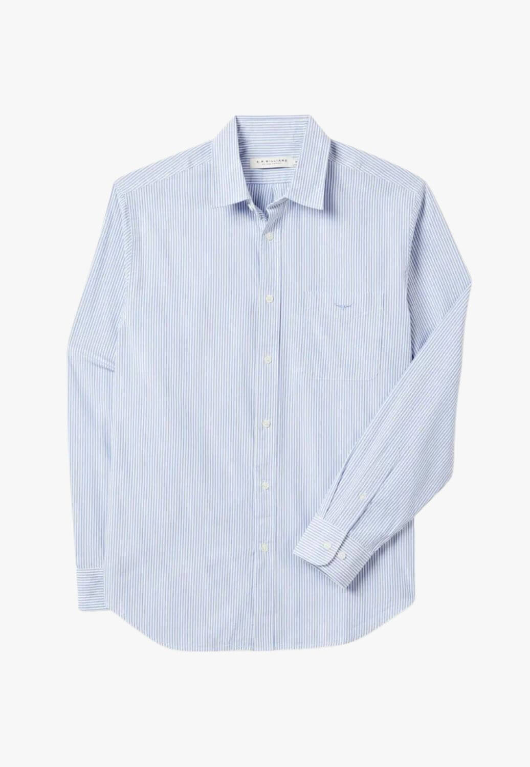 R.M. Williams Regular Poplin Stripe Long Sleeve Shirt
