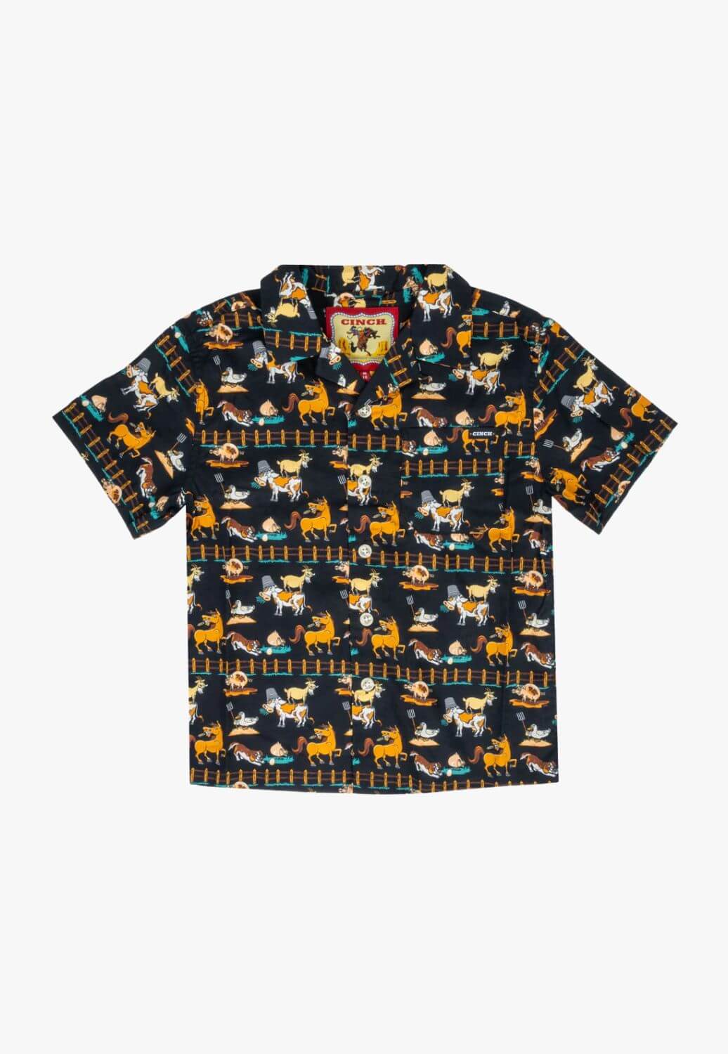 Cinch Boys Funny Farm Cap Short Sleeve Shirt