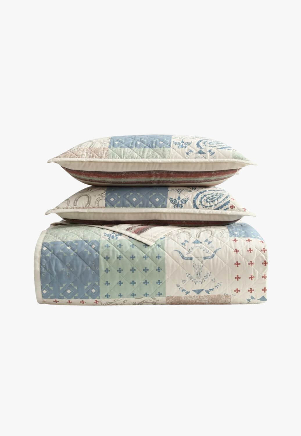 Indigo Hill Patchwork Paisley Reversible Quilt Set - Queen