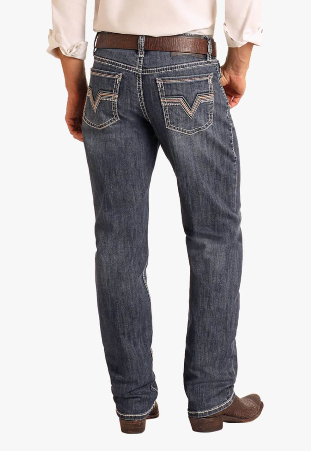 Rock and Roll Mens Rope Stitch HR Pistol Stack Jean